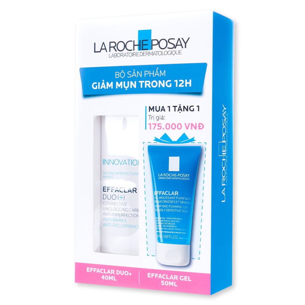 Bộ Đôi La Roche-Posay Làm Sạch & Giảm Mụn Trong 12H (Effaclar Duo Plus 40ml + Effaclar Purifying Foaming Gel 50ml)