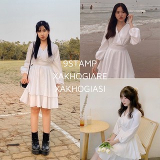 Đầm babydoll dự tiệc trắng 2 tầng