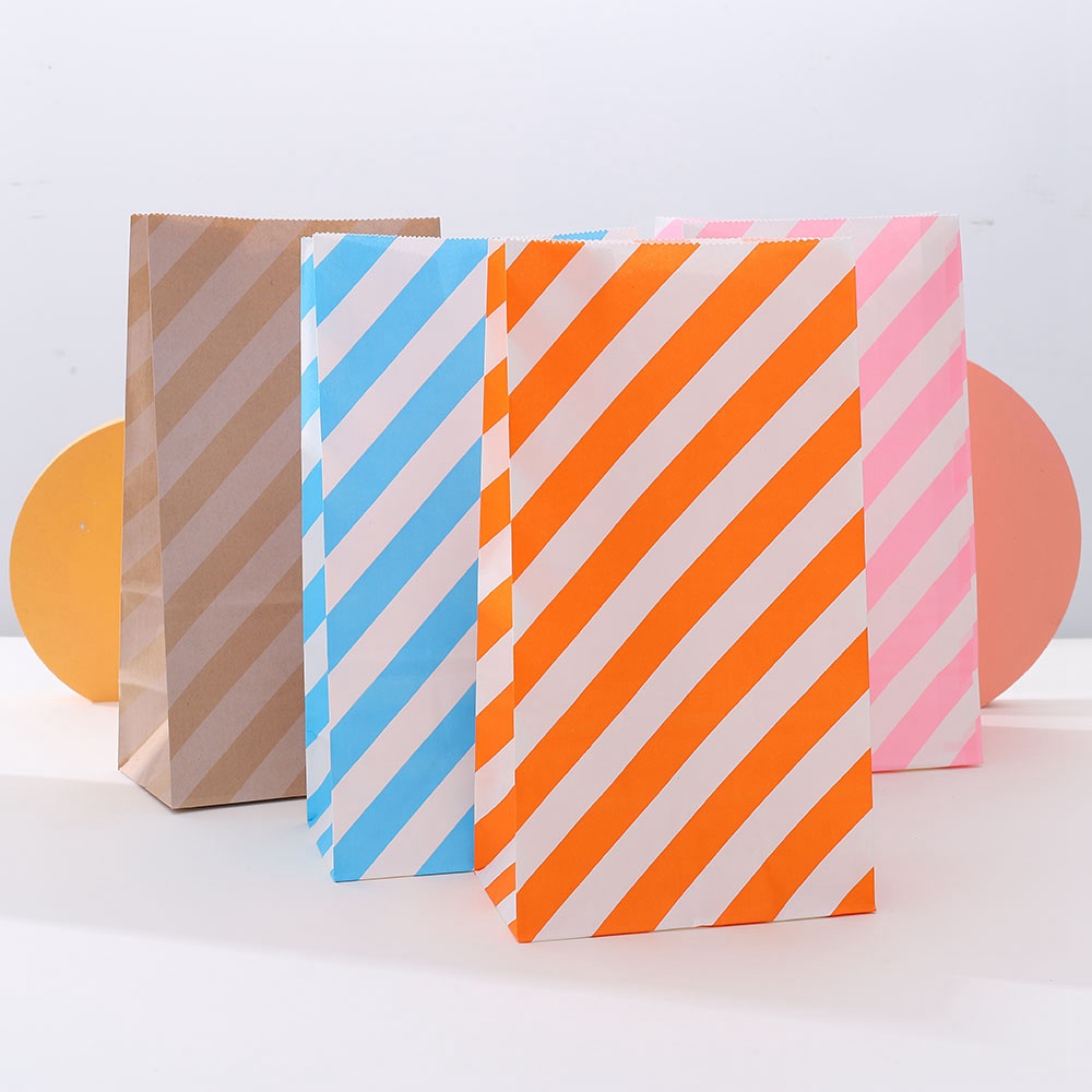 Set 10 Túi Giấy Đựng Quà Họa Tiết Sọc Nhiều Màu Sắc