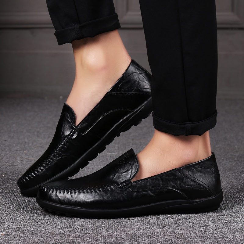 Giày lười da thật cho nam size 37-47 4 màu sắc lựa chọn