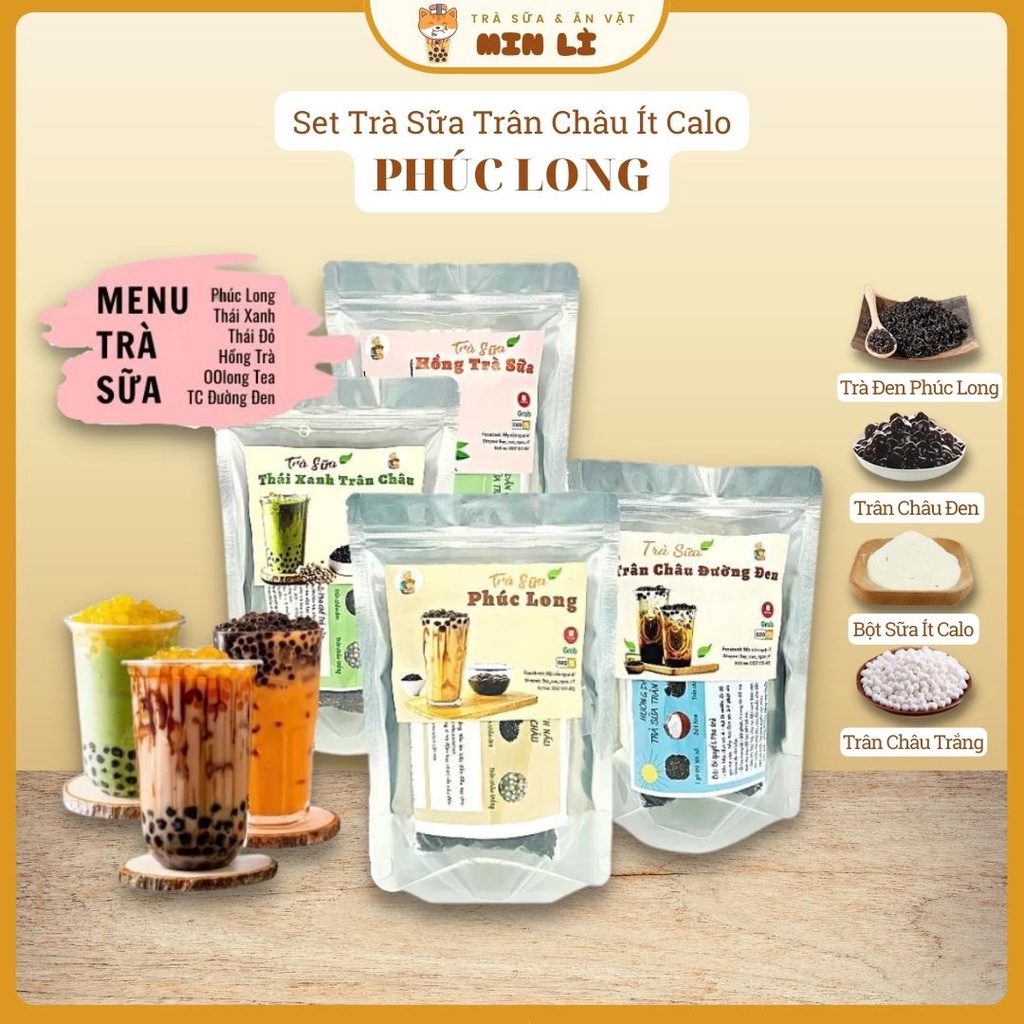 Set Trà Sữa Tự Pha Phúc Long 25 Ly Nhà Min | Nguyên Liệu Hồng Trà Machiato, Set Nấu Trà Sữa Phúc Lon
