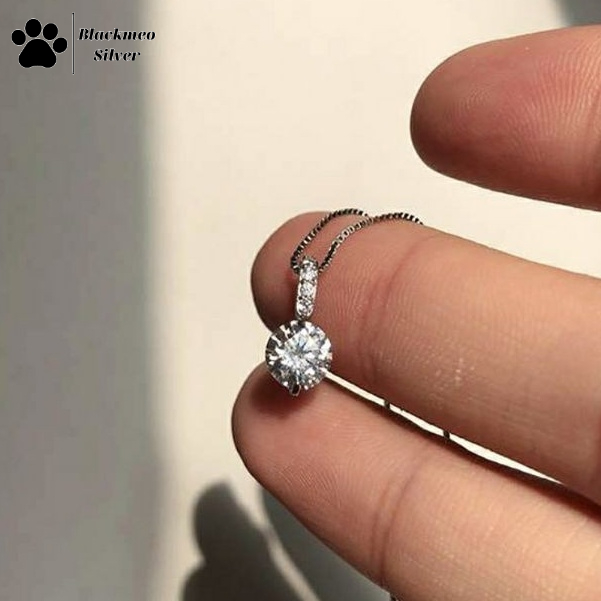 Dây chuyền nữ mặt đá tròn, vòng cổ đá pha lê nhân tạo bạc s925 cao cấp [Bảo hành làm sáng trọn đời]
