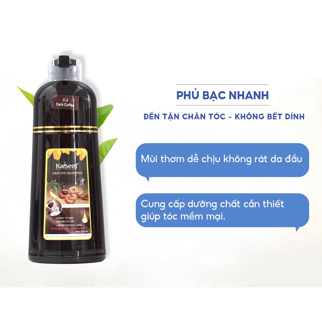 Dầu gội phủ bạc nhuộm tóc nâu Karseell Hair Dye Shampoo 500ml