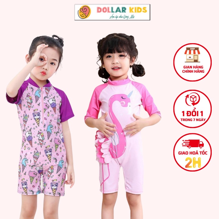 Bộ Đồ bơi cho bé gái Dollarkids In hình thiên nga hồng dành cho trẻ từ