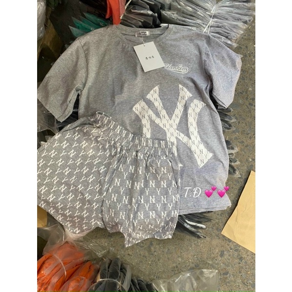 Set bộ cộc chữ NY quần in dày