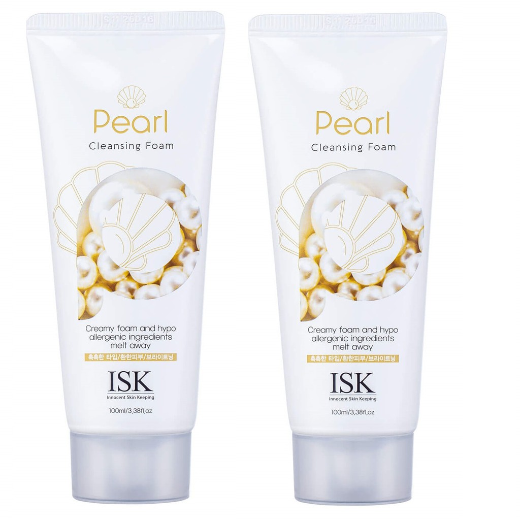 Sữa rửa mặt ngọc trai trắng da BEAUSKIN ISK PEARL Hàn quốc 100ml/ Hộp Và 1 gói tẩy da chết Apple Beauskin 3ml/gói