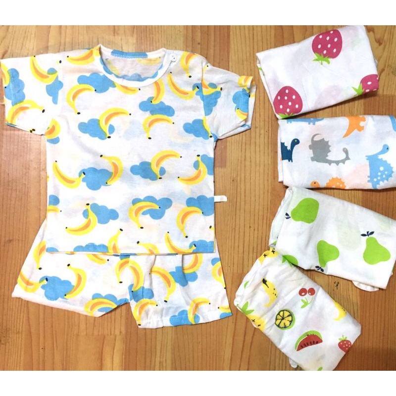 XẢ HÀNG Bộ cotton 2 chiều cộc tay cài vai cho bé