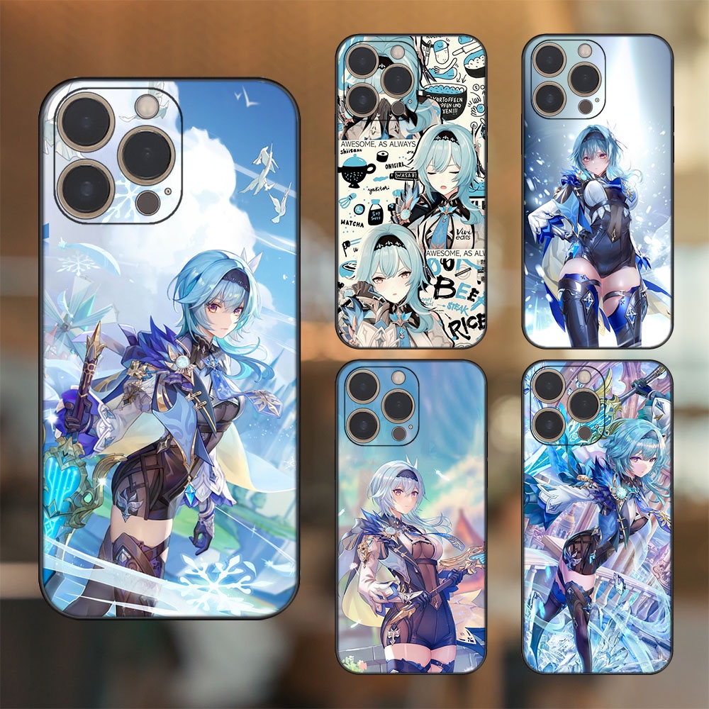 Ốp lưng iPhone 14 Pro dẻo đen cạnh vuông in hình Eula Genshin Impact