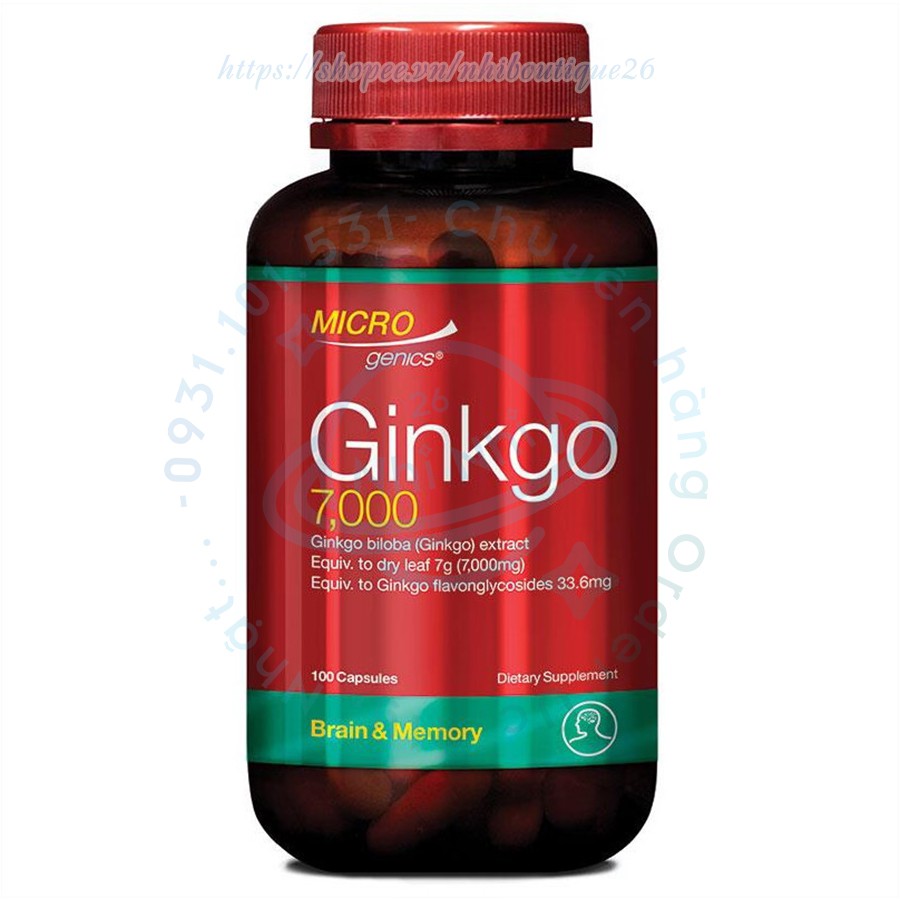 🚀7000mg - NGÀY 1V🚀  Viên uống bổ não - hoạt huyết dưỡng não Microgenics Ginkgo 7000 100 viên 🚀 Chemist Warehouse - Úc 🚀