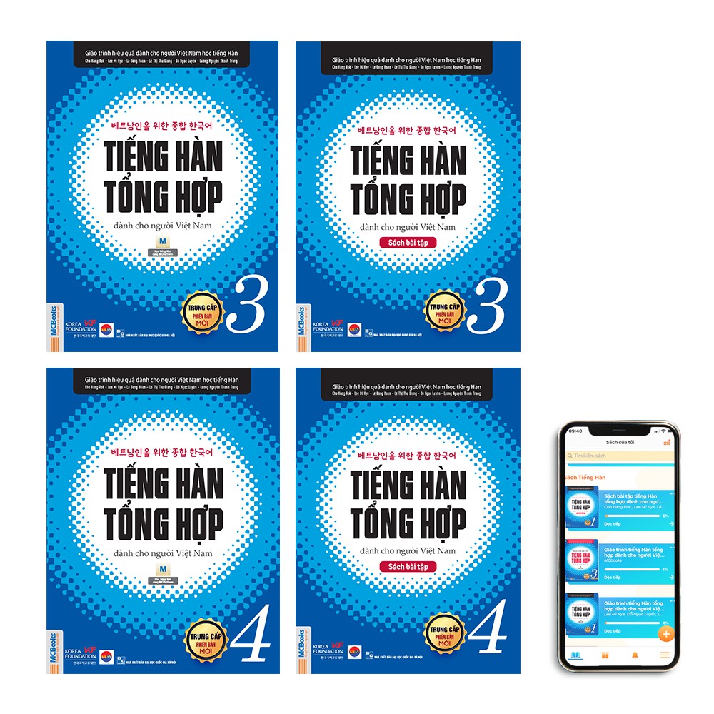 Sách - Combo 4 Cuốn Tiếng Hàn Tổng Hợp Dành Cho Người Việt Nam - Trung Cấp 3&4 - Phiên Bản Đen Trắng - Kèm App Học Tập