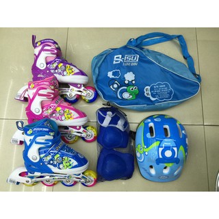 COMBO NGUYÊN SET GIÀY PATIN KÈM MŨ 606-9  1 BÁNH ĐÈN