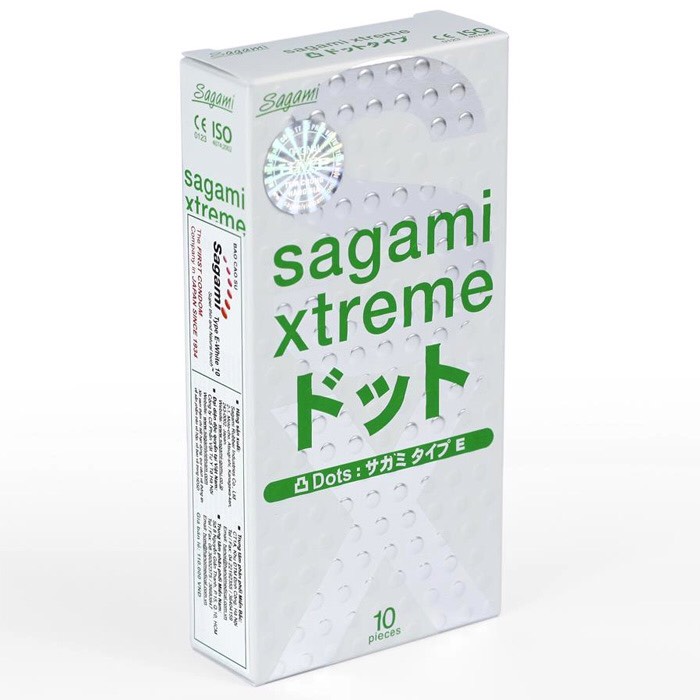 Bao cao su gai Sagami siêu mỏng combo 2 hộp 10 chiếc Nhật Bản Extreme White