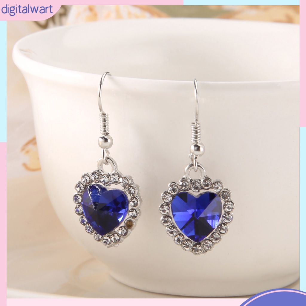 Khuyên tai hình trái tim đính đá thanh lịch cho nữ