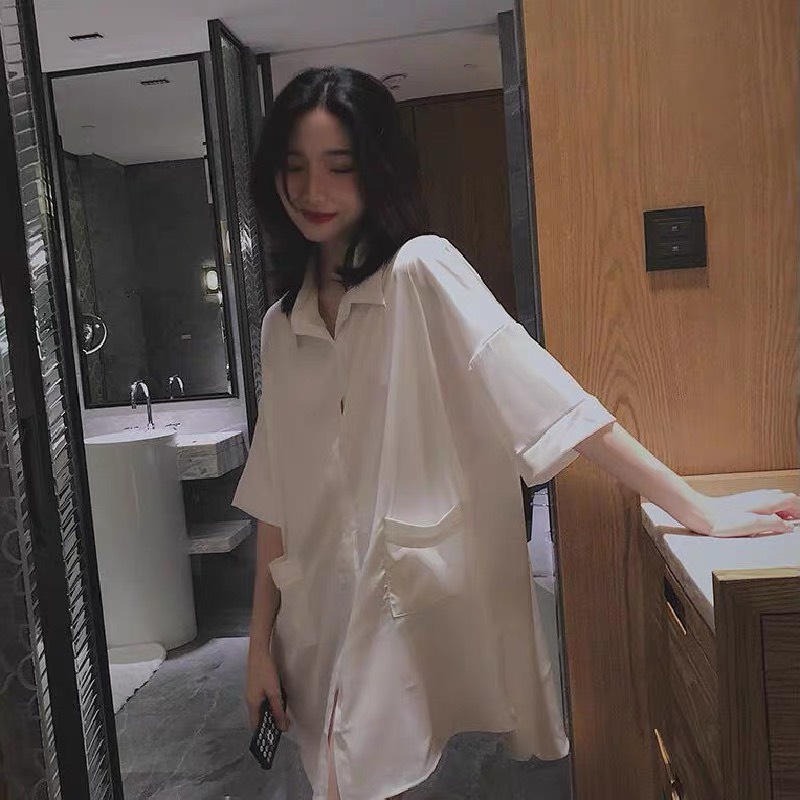 Váy Ngủ Cộc Tay, Đầm Ngủ Suông Chất Mềm Mát Phong Cách Sexy