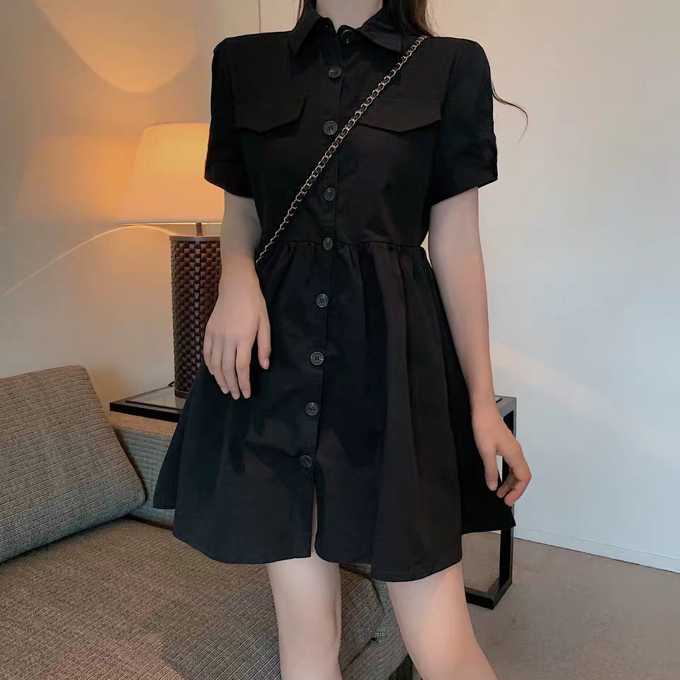 Váy dáng chữ A lưng cao phong cách retro Pháp chất lượng cao thời trang 2021 cho nữ