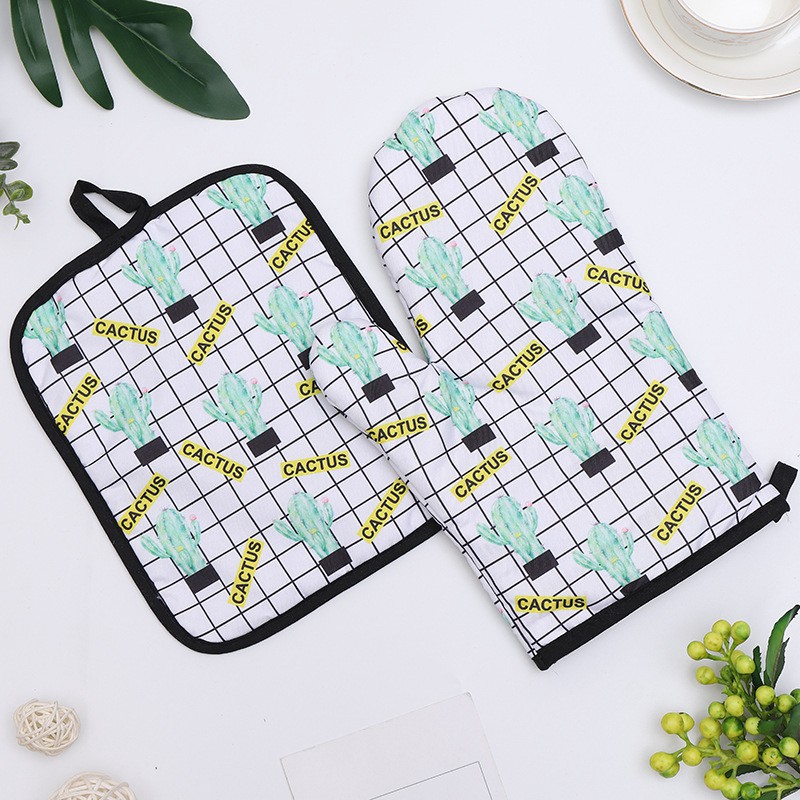 A set of gloves and a convenient oven mat