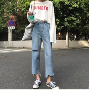 Quần ống loe rách ulzzang