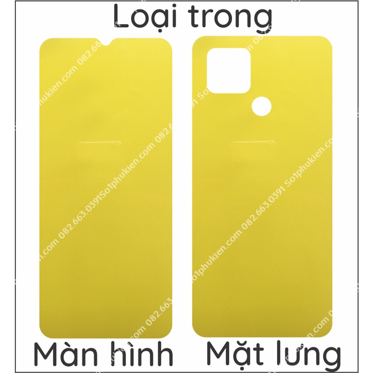 Dán PPF Realme V3 loại trong, nhám , da cá sấu dành cho màn hình, mặt lưng, full body lưng viền