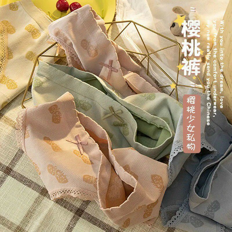 Quần Lót Nữ Cotton Hình Dâu Tây Kháng Khuẩn Tạo Cảm Giác Thoải mái