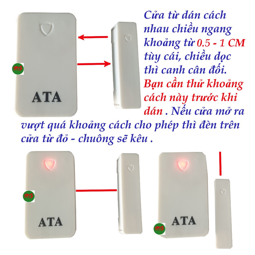 Chi tiết cửa từ rời của bộ chuông cửa từ báo khách ATA 332 (  không sử dụng 1 mình được )