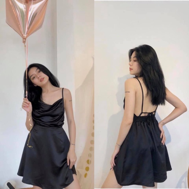 Đầm đen 2s cổ đỗ hai dây - May Dress