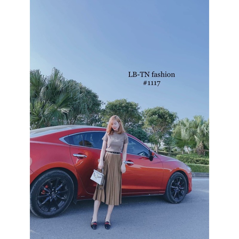 CHÂN VÁY XẾP LY CẠP CHỮ CHẤT ĐẸP MS15672