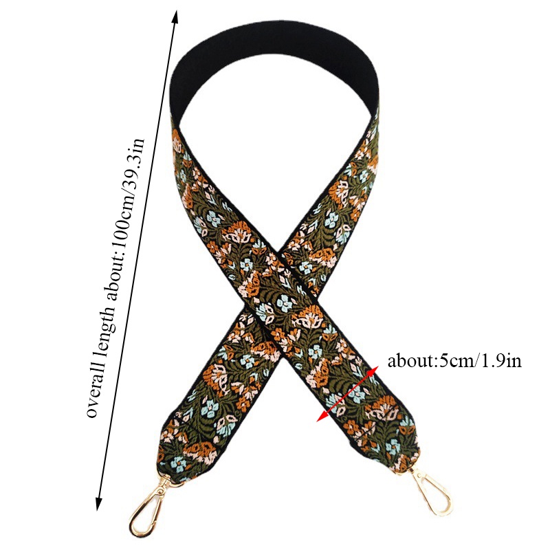 Dây đeo túi xách bản rộng thêu họa tiết nhiều màu sắc xinh xắn