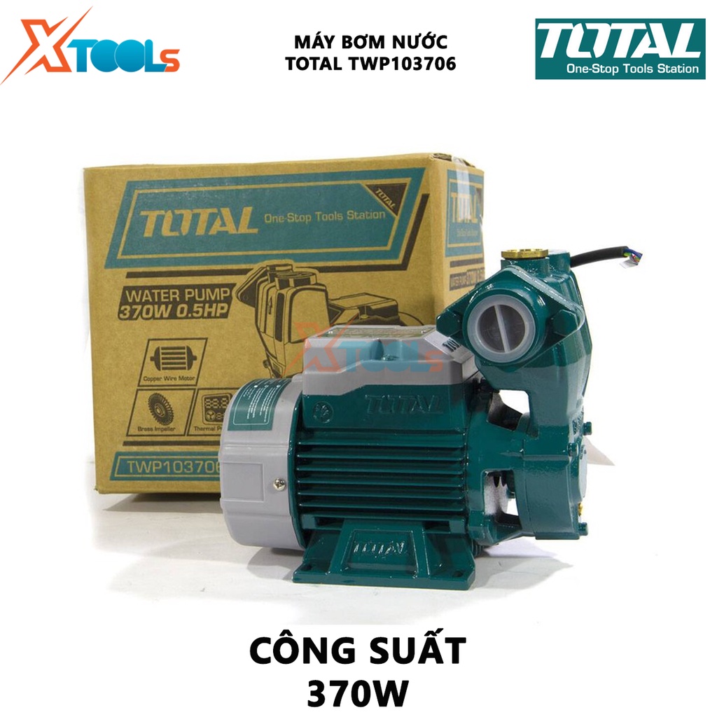 Máy bơm nước Total TWP103706 | máy bơm nước công suất 370W, Mô tơ dây đồng, cánh quạt nước bằng đồng thau, thân bơm to,