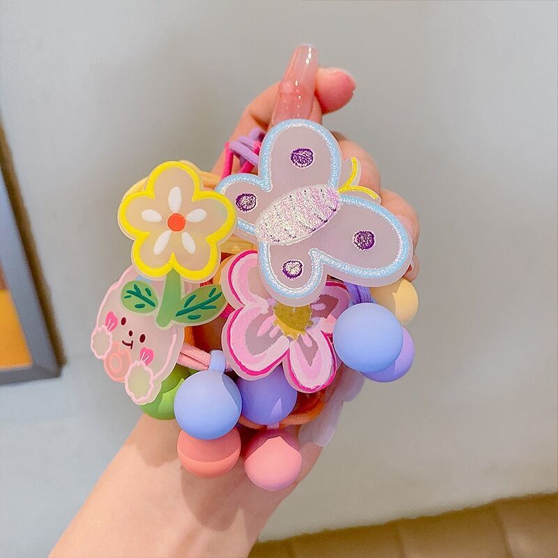 Dây Buộc Tóc Cao Su Co Giãn Đính Hoa Nhỏ Dễ Thương Cho Bé Gái