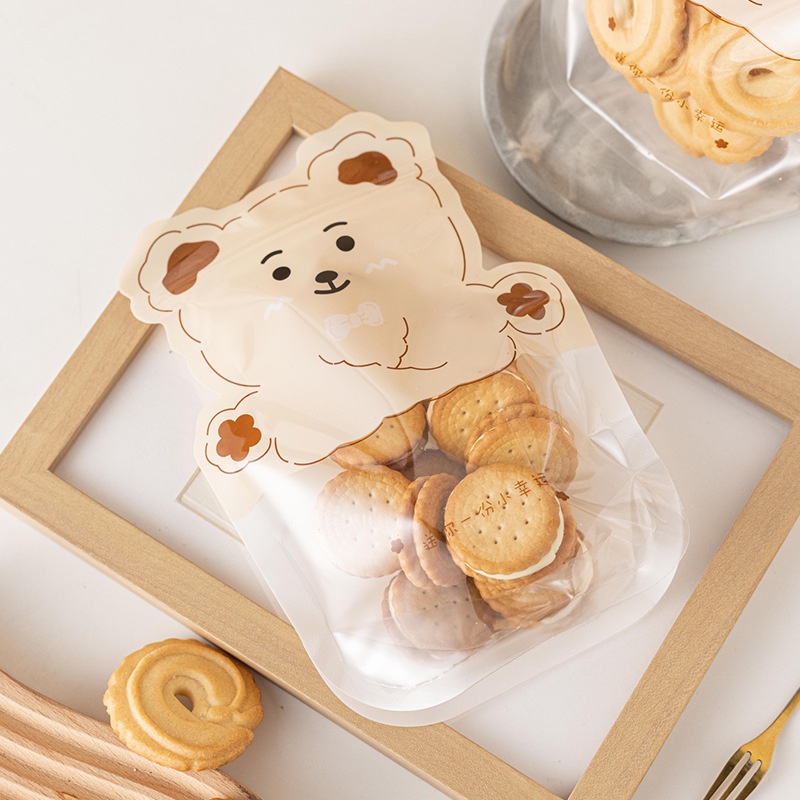 Túi zip trong suốt đựng bánh kẹo hình gấu hoạt hình dễ thương 2022