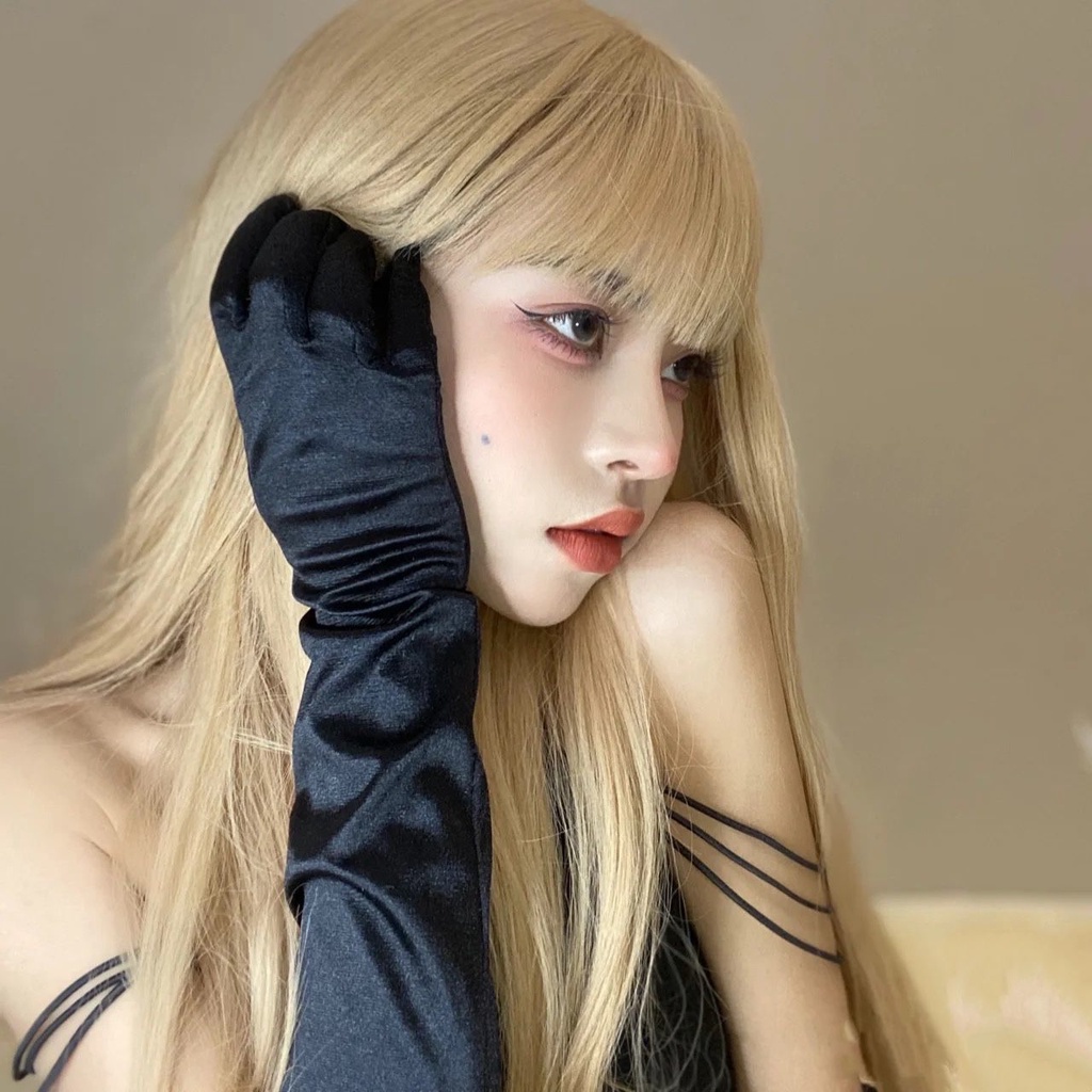 Tóc Giả Dài Thẳng Màu Hồng Sáng Tự Nhiên Phong Cách lolita Hàn Quốc Cho Nữ