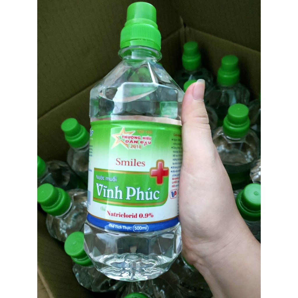 Nước muối sinh lý 500ml - 1 lít Vĩnh Phúc, NaCl nồng độ 0.9%, súc rửa khoang miệng, mũi, hạn chế lây nhiễm bệnh