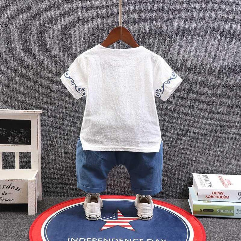 Bộ Cộc Tay Cho Bé Trai, Đồ Bộ Hè Cho Bé In Cổ Trang Chất Đũi Cực Mát Cho Bé Yêu - SUMO KIDS