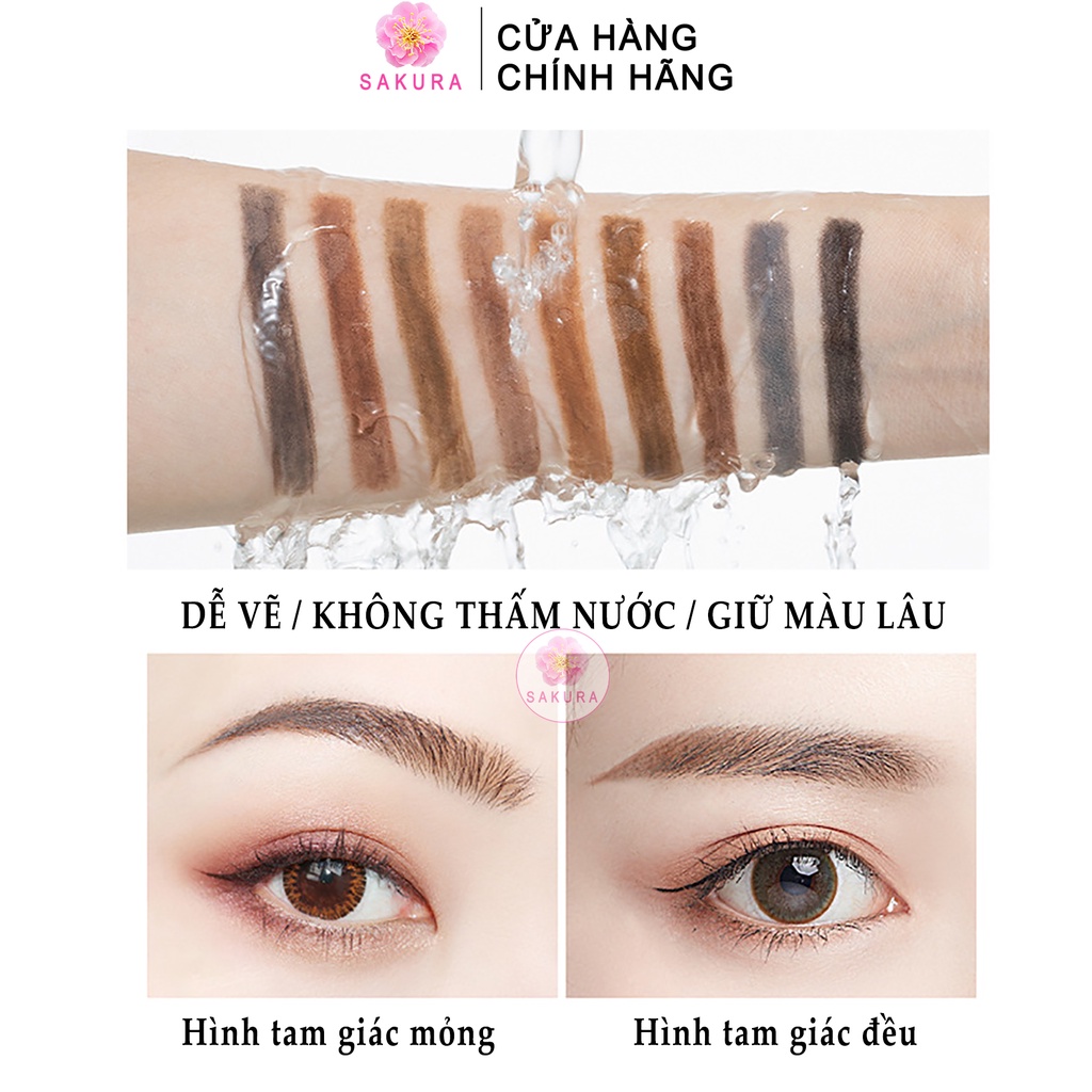 Chì kẻ mày MAYCREATE Bút kẻ mày 2 đầu tiện lợi không thấm nước nội địa trung SAKURA 5g