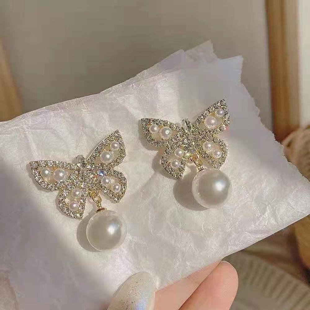 Bông Tai Hình Bướm Đính Đá Thời Trang Dành Cho Nữ