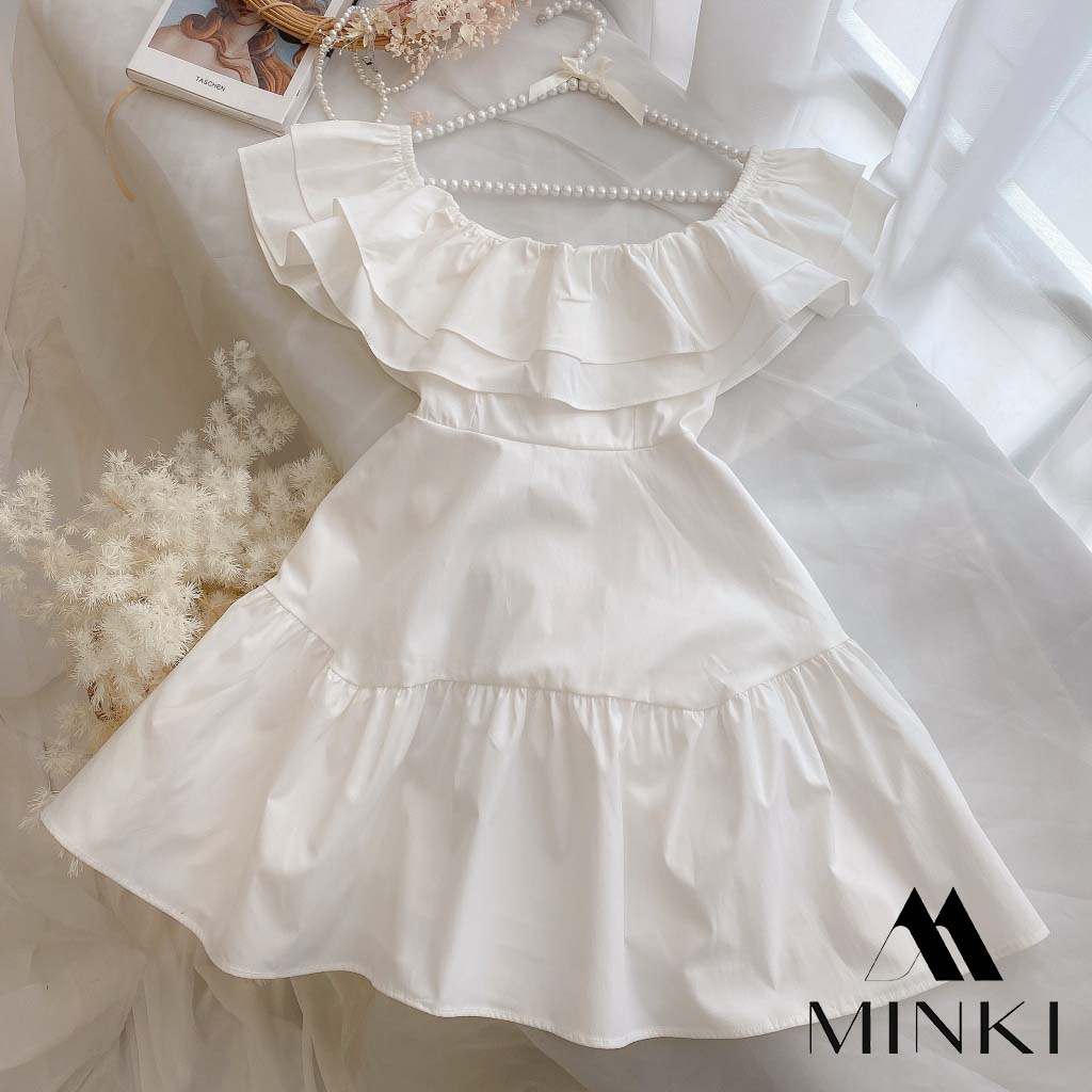 ĐẦM VÀNG TRẮNG BẸT VAI - CHẤT LIỆU CAO CẤP - MÀU TRẮNG , VÀNG | BigBuy360 - bigbuy360.vn