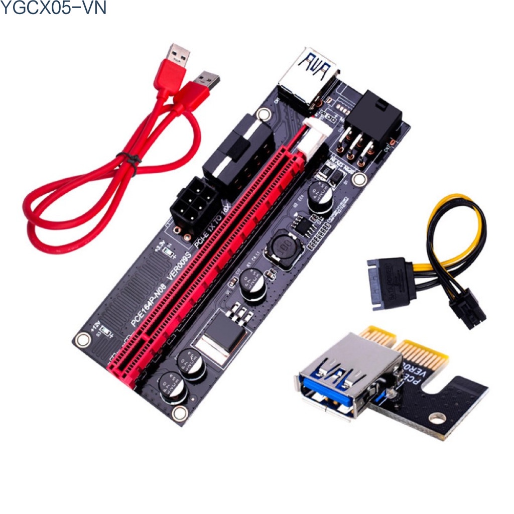Thẻ Mở Rộng Ver009S Pci-E 6pin Pcie 1x Sang 16x Kèm Cáp Usb 3.0 Cho Btc Mining Miner