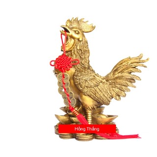 Tượng Gà Trống đồng Linh vật phong thuỷ cấm tiệt thói trăng hoa cao 13cm nặng 450g