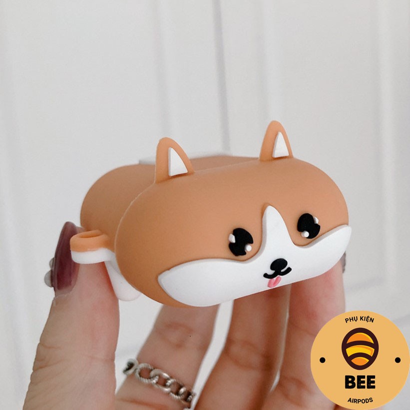 Case Airpod 1 2 Pro Vỏ Bao Đựng Tai Nghe Airpod Hình Cún Corgi Nằm Siêu Dễ Thương - BEE SHOP