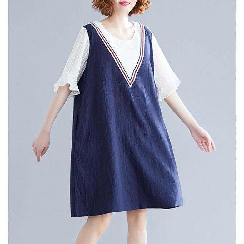 A232 Đầm bigsize freesize thời trang từ 50-100kg phối màu trẻ trung chất liệu mát