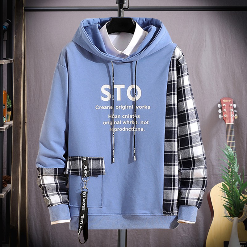 Áo Hoodies Nỉ Nam Thu Đông STO Phối Kẻ Sọc Có Mũ Trùm Đầu Thời Trang ZENKODLMEN AO TOP NAM 122C