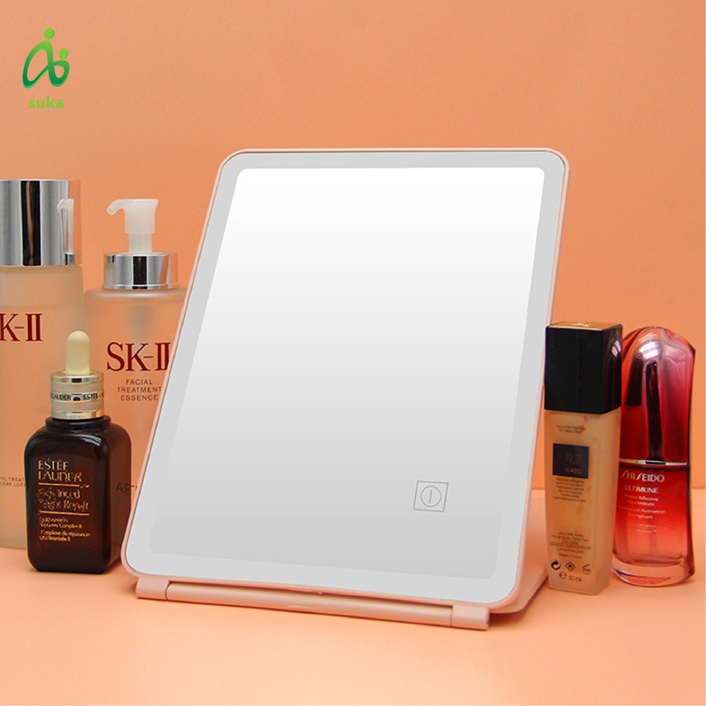 Gương LED để bàn trang điểm gấp gọn thông minh, gương makeup cao cấp HOT TREND Hàn Quốc