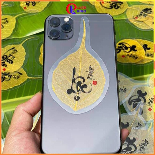 Lá bồ đề bình an may mắn tâm phật lá Tự Nhiên Quà Tặng ý nghĩa Treo ô tô/ốp Điện Thoại/Ví - Luck Ring