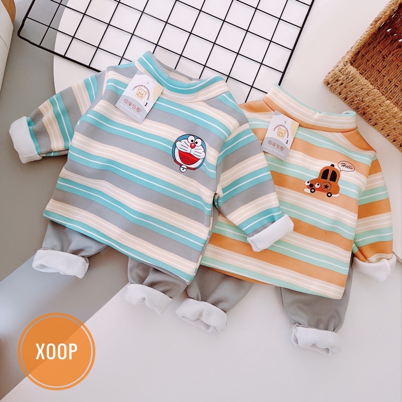 SALE !!! BỘ NỈ KẺ IN HOẠ TIẾT GẤU Ô TÔ CHO BÉ (8-18kg) ( SP001980 ) SHOP PHÚC YẾN