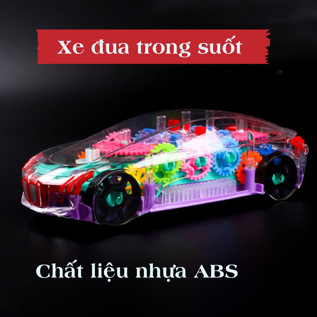 Đồ Chơi Ô Tô Phát Sáng, Xe Đua Ánh Sáng, Ô Tô Trong Suốt Có Nhạc Có  Đèn Cho Bé [ MÃ 522ĐCTEGR giảm 10% cho đơn 500K ]