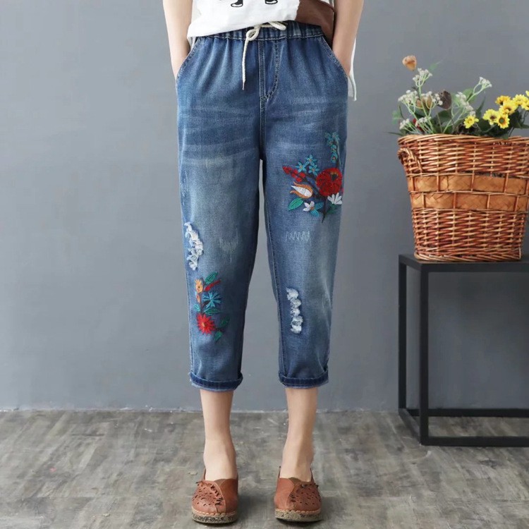 Quần jean baggy nữ size đại, quần jean bò bagyy nữ lưng thun eo co giãn size đại M ĐẾN 3XL