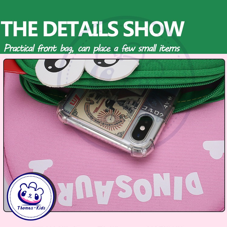 [THOMAS KIDS] Ba Lô Đa Năng Họa Tiết Khủng Long Dễ Thương Cho Bé Mẫu Giáo