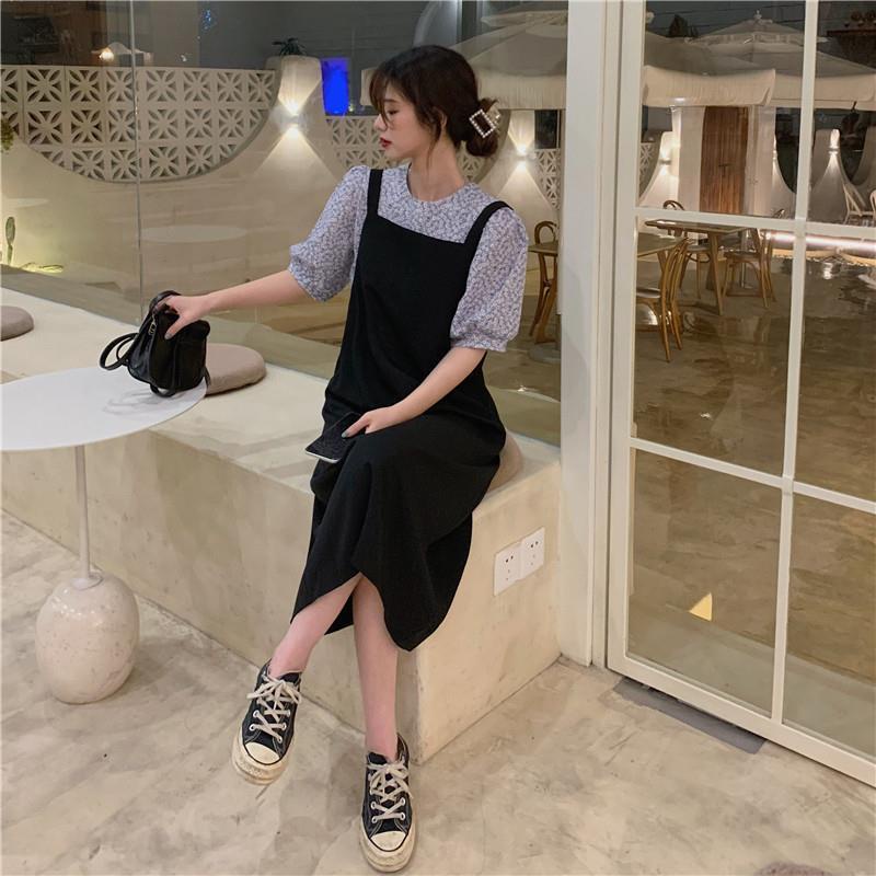 Bộ Áo Sơ Mi Ngắn Tay + Đầm Midi Ôm Dáng Phong Cách Pháp Hàn Quốc Thời Trang Cho Nữ