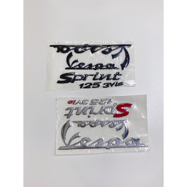 Tem nổi chữ VESPA Sprint 125 3Vie màu trắng, màu đen dán thay thế tem zin theo xe, có sẵn keo phía sau