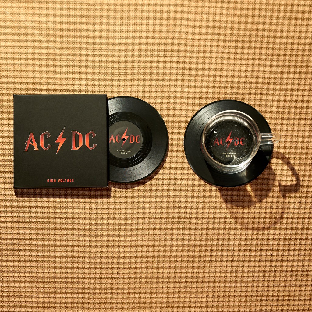 Bộ 2 Lót ly Hình Đĩa Than Album AC/DC High Voltage - CS027